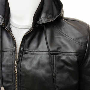 Black <b>Winter</b> <b>Leather</b> <b>Jacket</b> for Men Stylish Breathable High Street Style with Customized Logo Private Label Canvas Fabric - Product Image 3