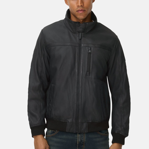 Veste en cuir pour homme de qualité supérieure, service OEM, prix de gros, veste en cuir véritable à fermeture éclair, best-seller - Product Image 1
