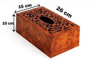 Boîte à mouchoirs décorative faite à la main avec dessus sculpté de manière complexe, accessoire fonctionnel idéal pour les restaurants, les tables d'hôtel et les repas en famille - Product Image 3