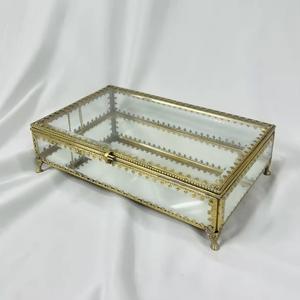 Charming Golden Glass <b>Card</b> Holder <b>Box</b>, Decorative Metal Frame Storage <b>Box</b> for <b>Wedding</b> Reception, Keepsakes, Terrarium & Gifting - Product Image 3