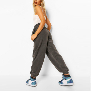 Pantalon de survêtement droit taille haute pour femme, écologique, avec cordon de serrage, coupe classique, longueur intégrale, style vintage, lavage chimique - Product Image 2