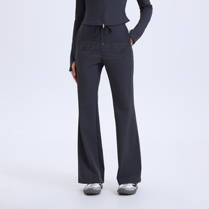 Pantalones de Yoga de Pierna Recta con Cintura Elástica, de Forro Polar a Cuadros para Invierno, Transpirables, de Secado Rápido, Cómodos y Elásticos - Product Image 3