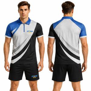 Ensemble de tenue de tennis pour hommes de qualité supérieure, 100% polyester, vêtements de sport, design personnalisé, caractéristiques haute performance, tenue de tennis quatre directions - Product Image 1