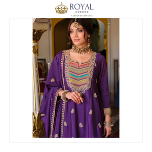 Bulk Exporter Selling <b>Top</b> Quality Wedding Wear Collection of Heavy Chinnon Silk Sharara Suit with Embroidery Work for Women - Product Image 5