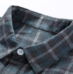 New High Quality Casual Flannel Plaid Turn-<b>down</b> Collar Full Sleeve Single Button Dress Shirts Men 100% Cotton Breathable - Product Image 5