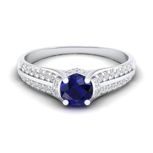 Anillos REYES personalizados con moissanita y zafiro azul en plata de ley 925, joyería fina para mujer, regalo para ella. - Product Image 1