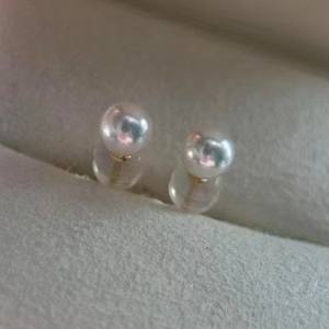 Boucles d'oreilles en perles d'eau douce AK naturelles de Zhuji, 5-6 mm, sans défaut, en argent S925, extrêmement transparentes, rose clair - Product Image 2