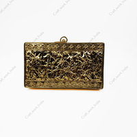 Pochette de soirée ovale artisanale indienne en laiton et nacre, sac d'été de luxe pour femme avec fermoir, idéal pour mariage et fête
