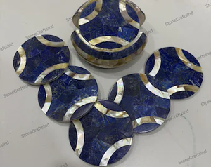 Elegant Mother Pearl <b>Coaster</b> <b>Set</b> 5mm Thick Modern Stylish Round Handmade <b>Coasters</b> <b>Set</b> with MOP Holder Luxury White <b>Coaster</b> <b>Set</b> - Product Image 3