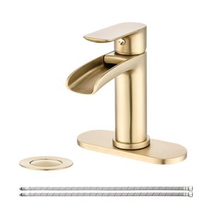 Grifo de baño monomando de 1-3 orificios con cascada, placa de cubierta y desagüe de sobretiro para lavabo, para baño y ducha - Product Image 1