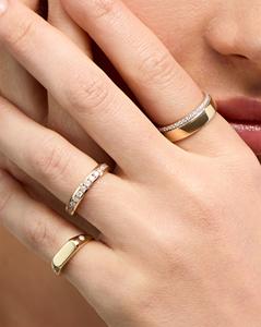 Lab Grown Diamond Wedding Bands Full Eternity Channel Set 3.5mm Minimalist <b>Dainty</b> 14K 18K Solid Gold Round Cut Anniversary <b>Rings</b> - Product Image 6