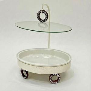 Modern Shafing <b>Dish</b> <b>With</b> Hanging <b>Glass</b> <b>Lid</b> Wooden Mop Wheels Food Display Stand for Middle East Wedding & Events Dessert Server - Product Image 3