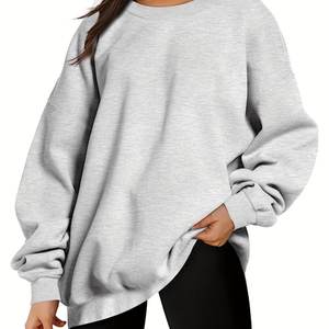 Sweat-shirt à capuche en molleton pour femme, col rond, avec logo personnalisé, pull à capuche oversize pour femme - Product Image 1