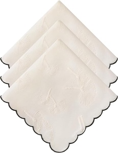 Mouchoirs en coton carrés brodés de fleurs, bord festonné, mouchoir de poche formel pour homme, doux pour la peau, utilisable en toutes saisons - Product Image 1