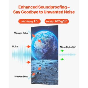6 packs de panneaux acoustiques auto-adhésifs de 23.6x23.6 pouces Home Earth Art Design pour une meilleure absorption du son - Product Image 2