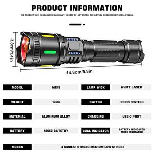 CITICITY Tactical Flashlights, USB <b>Rechargeable</b> Torchlights with Zoomable 4 Modes Waterproof for Emergencies Outdoors Home - Product Image 2