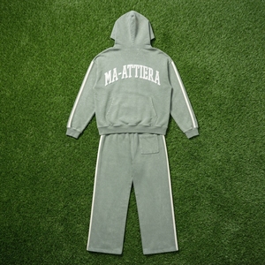 Custom <b>Acid</b> <b>Wash</b> Zip Up Hoodie and Wide Leg Sweatpants Set Oversized Streetwear Tracksuit - Product Image 5