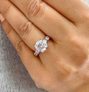 Anillo de lujo con diamante natural de corte redondo de 1.00 quilates, certificado por GIA, oro sólido de 18 quilates, regalo de propuesta de matrimonio para novias - Product Image 3