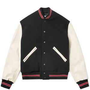 Blouson universitaire personnalisé coupe-vent et imperméable en laine enduite, avec couleurs personnalisées sur le devant, design universitaire Letterman, fabriqué sur mesure - Product Image 5