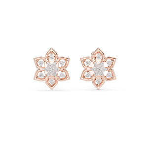 Pendientes de Diamantes Florales de Laboratorio de Última Tendencia, Engastados en Oro Rosa de 18K, para Compromiso, Boda, Fiesta, Regalo de San Valentín, Uso Diario para Mujer - Product Image 1