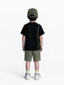 ONETEN APPARELS <b>Men</b> Blank Solid Black <b>T</b>-<b>Shirt</b> <b>Green</b> Cargo Shorts Set Short Sleeve Crew Neck Two Piece Outfit - Product Image 5