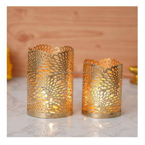 เทียนชาโลหะรูปทรงใหม่สำหรับตกแต่งบ้านโรงแรมงานปาร์ตี้และร้านอาหาร - Product Image 5