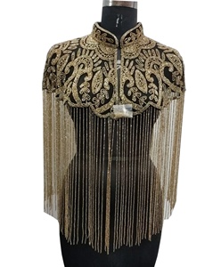 2026 golden sizzle party hand embroidered hand beaded bespoke designer ponchos multiwearable club <b>women</b> wear - Product Image 1