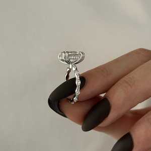 5 Carat Oval Lab Grown <b>Diamond</b> Natured Inspire Organic Engagement <b>Ring</b>: 14k White Gold, IGI Certified - Product Image 4