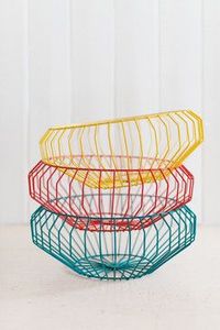 Colorful Metal Wire Storage <b>Baskets</b> Geometric <b>Stackable</b> Design Multi Purpose Neatening Organizers - Product Image 1