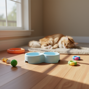 Bol d'alimentation pour chat Yommy 27 cm à double compartiment pour animaux de compagnie avec design visage de chat - Product Image 3
