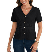 T-shirt en coton tricoté pour femme, coupe classique, broderie, respirant, écologique, décontracté, été, voyage, shopping, vacances, usage quotidien