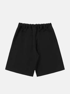 Shorts Bermuda Homme Personnalisés d'Été, Coupe Ample, Style Urbain, Couleur Unie, Ourlet Ouvert, Double Plis, Jambes Larges, Longueur Genou, Style Baggy - Product Image 3