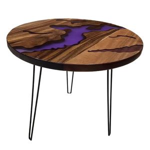 Mesa de Centro Moderna Redonda de Madera y Resina Epoxi, Hecha a Mano, Ecológica, para Sala de Estar, Sofá, Hoteles y Uso en Exteriores - Product Image 6