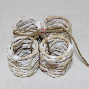 Ensemble d'anneaux de serviette en jacinthe d'eau tissés à la main, décoration de table bohème écologique pour la cuisine. - Product Image 2