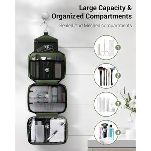 Maliton <b>Large</b> Hanging <b>Toiletry</b> <b>Bag</b> for Men and Women 4 Compartment Hygiene Travel <b>Bag</b> with 'W' Design - Product Image 2
