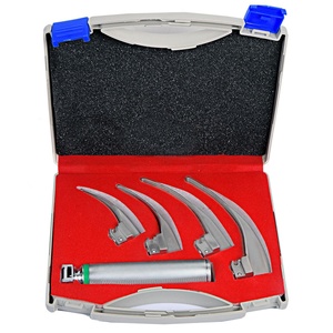 Ensemble de laryngoscope à fibres optiques Macintosh avec 4 lames et manche moyen, réutilisable, en acier inoxydable, qualité médicale CE ISO - Fournisseur OEM - Product Image 6
