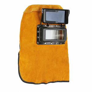 Masque de soudage en cuir de vachette fendu avec lentille filtrante assombrissante, ignifuge, résistant à la chaleur, aux radiations et à l'eau, certifié CE - Product Image 1