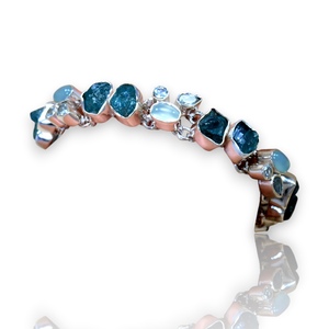 Pulsera de Plata de Ley 925 SJWBR con aguamarina Multi piedras preciosas diamante perla estilo religioso 556 clásico Natural 28,00 Grm - Product Image 1