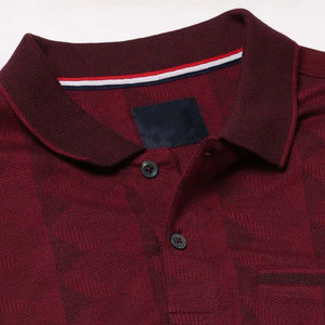 Polo en tricot à imprimé géométrique marron pour homme, manches courtes, décontracté, avec poche - Product Image 6
