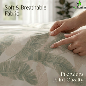 King Size Tropical Leaf Printed Bedsheet <b>Set</b> | Soft Cotton <b>Bedding</b> <b>Set</b> with Pillow Covers Lightweight Breathable Premium Bedroom - Product Image 3
