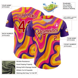 Best Quality Custom Made Team Wear Baseball Jerseys Unisex Latest Designs Printed 100% Polyester Lightweight Moisture Breathable - Product Image 3