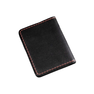 Handmade Black Cowhide Bifold Billfold <b>Slim</b> Card Organizer Red Contrast Stitching Detail Compact Multi Pocket Minimalist <b>Wallets</b> - Product Image 3