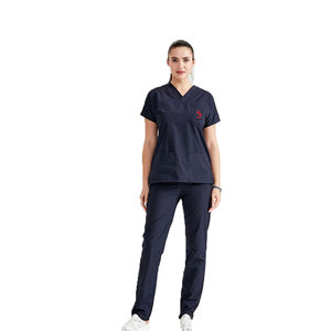 Ensemble médical Premium Solid Trader : pantalon et haut à taille élastique pour le personnel soignant actif – Style uni pour uniforme d'hôpital - Product Image 2