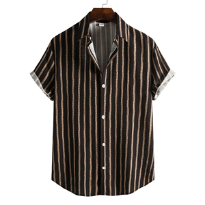 Camisas Hawaianas de Verano a Rayas de Poliéster/Algodón Estampadas y Transpirables para Hombres de Talla Grande, Camisa Casual de Playa - Product Image 2