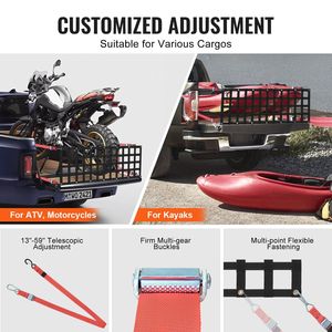Rete per pianale camion resistente 54 x 18 pollici con 4 cinghie telescopiche regolabili, estensibile e durevole, accessori per il controllo del carico - Product Image 6