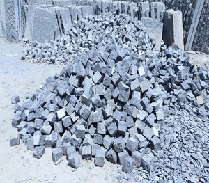 Dark Limestone Hand Chiseled Cobble Cube Stones for Exterior Rd Path Patio Landscaping Garden <b>Paving</b> Blocks <b>Stone</b> Setts Finish - Product Image 1