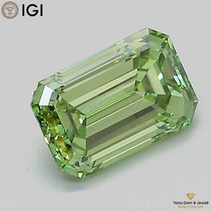 เพชร CVD ผลิตในห้องปฏิบัติการ 1.00 กะรัต ทรงมรกต ความสะอาดระดับ VS2 สีเขียวสดใส พร้อมใบรับรอง IGI พร้อมสำหรับการออกแบบตามสั่ง - Product Image 4