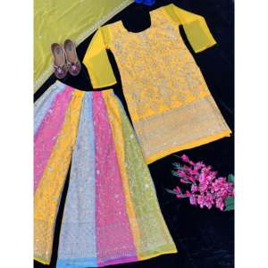 Designer Women's Party Wear Set Beautiful <b>Top</b> Sharara Dupatta - Product Image 3