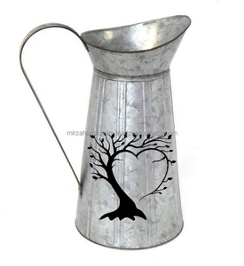 Jarra de jardín con diseño de flores de alta calidad de Metal galvanizado de Metal de hierro con asa, jarra decorativa, precio personalizado - Product Image 4