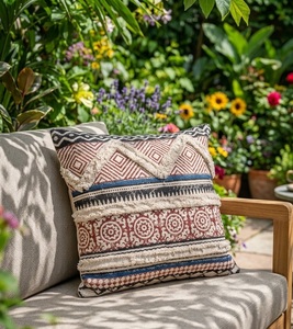 Classic Heritage Stripe Block Printed Cushion <b>Cover</b> Handmade Cotton Decorative Pillow <b>Cover</b> <b>for</b> <b>Sofa</b> and Bedroom - Product Image 3